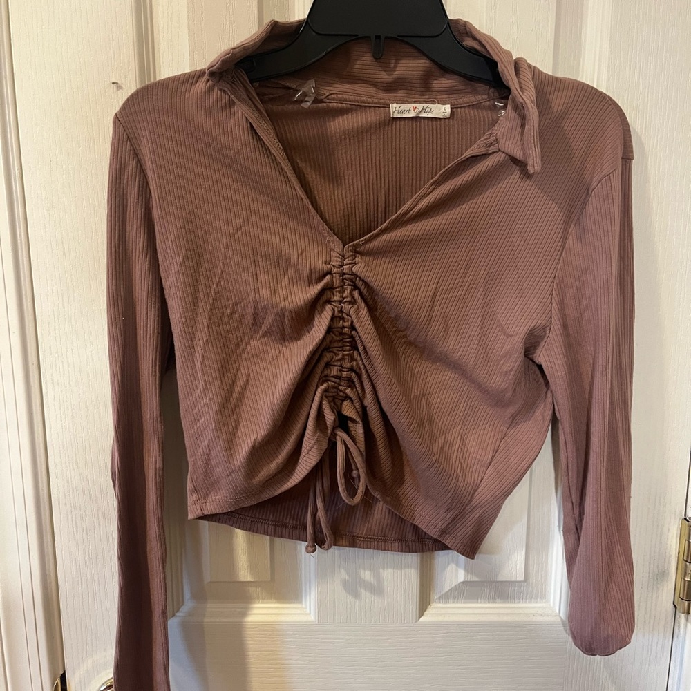 dusty rose tie up crop top